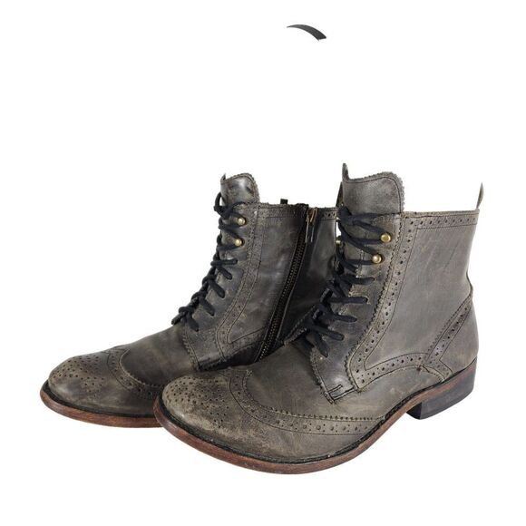 Freebird By Steven Men's BROOM Bradford US9 Brown Leather Distress Combat Boots - Picture 1 of 12